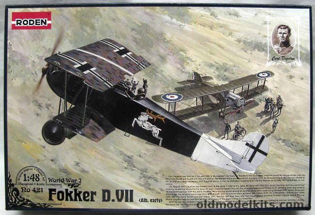 Roden 1/48 Fokker DVII (Alb Early) - Ltn August Hartmann Jasta 30 July 1918 / Ltn RF Jakobs Jasta 43 mid 1918 / Ltn Carl Degelow Jasta 40 CO mid 1918 / Jasta 43 Pilot Unknown July 1918, RO421 plastic model kit